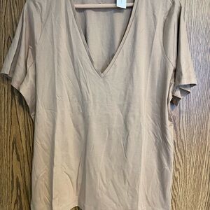 Banana Republic Camel V-Neck Short Sleeve Top